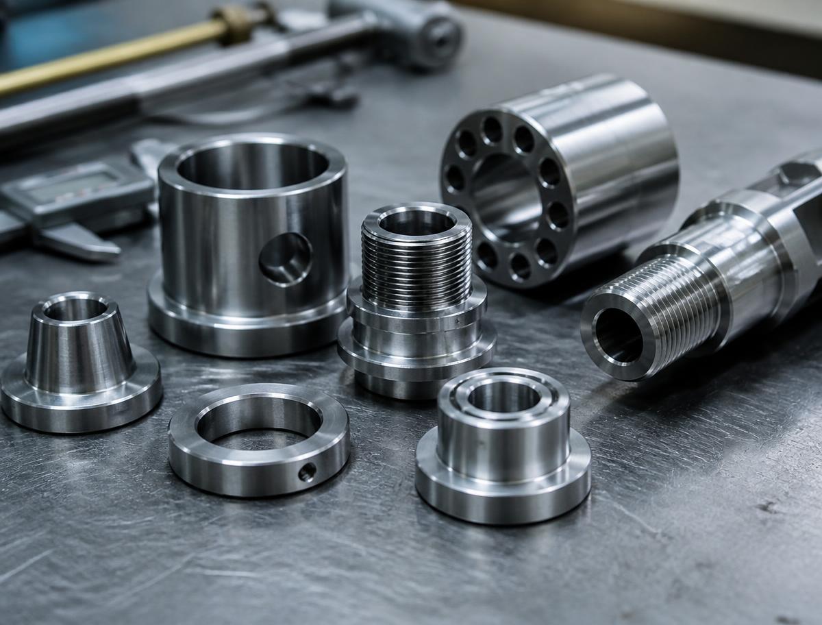 Turned steel components after machining